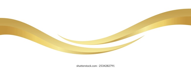 gold wave curve, golden wave corner shape for element, stripes ribbon golden graphic, striped gold