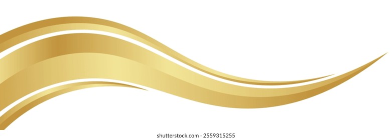 gold wave curve, golden wave corner shape for element, stripes ribbon golden graphic, striped gold. eps 10