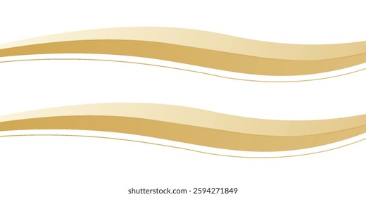 gold wave curve, golden wave corner shape for element, stripes ribbon golden graphic, striped gold