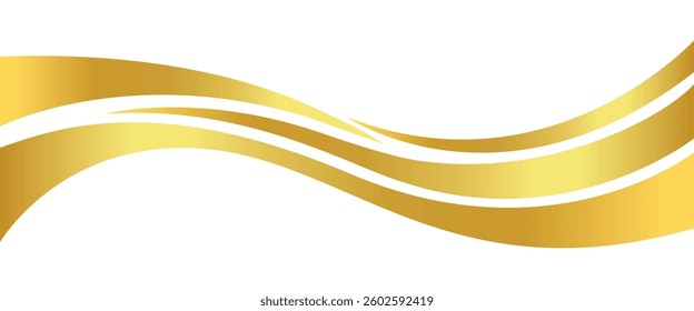 gold wave curve, golden wave corner shape for element, stripes ribbon golden graphic, striped gold