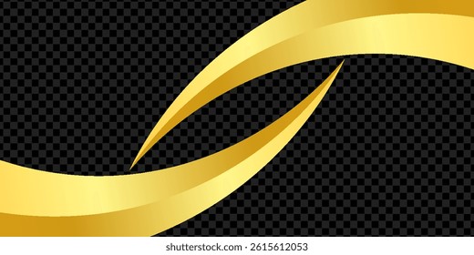 gold wave curve, golden wave corner shape for element, stripes ribbon golden graphic, striped gold