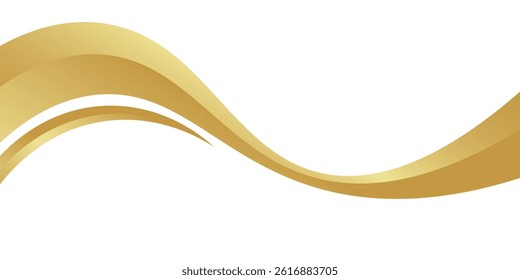 gold wave curve, golden wave corner shape for element, stripes ribbon golden graphic, striped gold. eps 10
