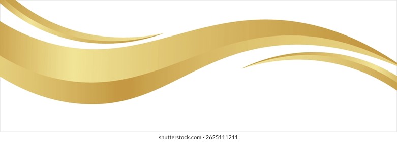 curva de onda dourada, forma de canto de onda dourada para elemento, tiras gráfico dourado da fita, ouro listrado. eps 10