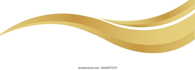 gold wave curve, golden wave corner shape for element, stripes ribbon golden graphic, striped gold. eps 10