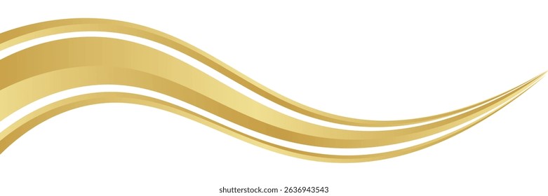 gold wave curve, golden wave corner shape for element, stripes ribbon golden graphic, striped gold. eps 10