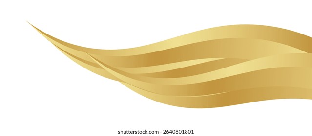 gold wave curve, golden wave corner shape for element, stripes ribbon golden graphic, striped gold. vector