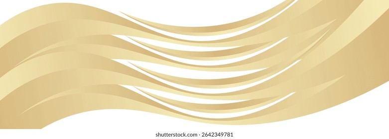 gold wave curve, golden wave corner shape for element, stripes ribbon golden graphic, striped gold. vector