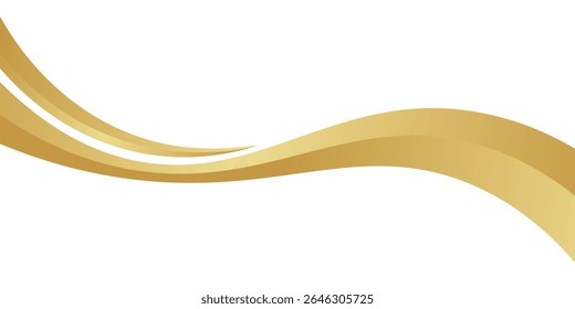 gold wave curve, golden wave corner shape for element, stripes ribbon golden graphic, striped gold. eps 10