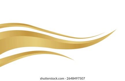 gold wave curve, golden wave corner shape for element, stripes ribbon golden graphic, striped gold. eps 10