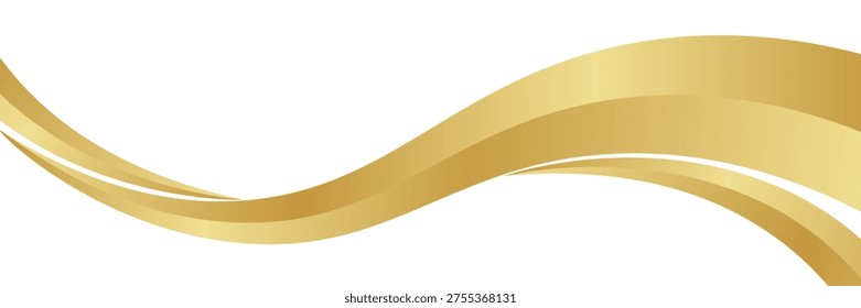 Curva de onda de oro, forma de esquina de onda de oro para el elemento, rayas de cinta de oro gráfico, rayas de oro