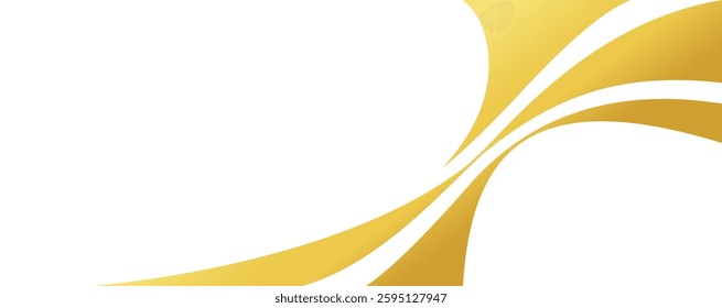 gold wave gradient for banner, golden wavy shape, gold wave curve on white background, golden wave corner shape for banner, stripes ribbon golden graphic, striped gold gradient luxury