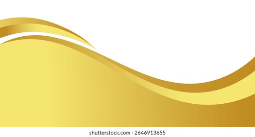 gold wave gradient for banner, gold wavy shape, gold wave curve on white background. eps 10