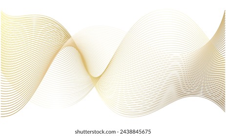 Gold wave line abstract background. High detailed swoosh golden watermark vector pattern. Luxury curves of fiber gradation yellow and orange design texture.