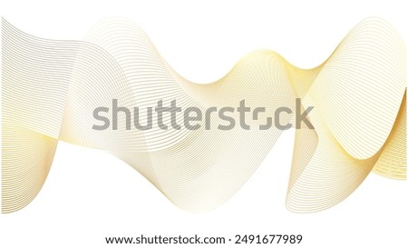 Gold wave line abstract background. High detailed swoosh golden watermark vector pattern. Luxury curves of fiber gradation yellow and orange design texture.