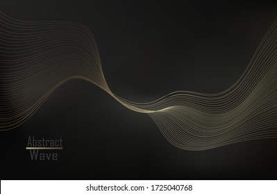 Gold wave. Linear geometric Art deco bricks. 20s retro style. Luxury seamless pattern. Packaging or menu design.Vector