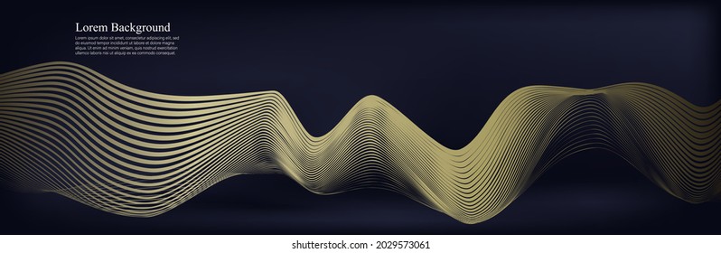 Gold wave. Linear geometric Art deco bricks. 20s retro style. Luxury seamless pattern. Packaging or menu design.Vector. Abstract Segwit. sound wave