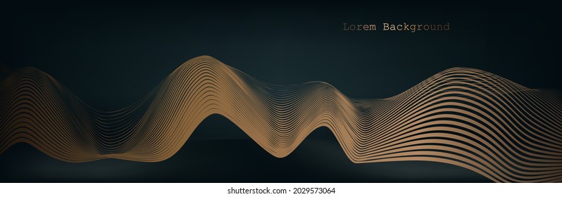 Gold wave. Linear geometric Art deco bricks. 20s retro style. Luxury seamless pattern. Packaging or menu design.Vector. Abstract Segwit. sound wave