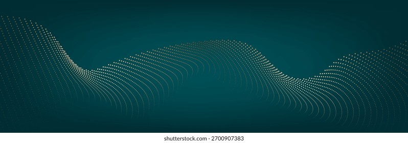 Ola de oro. Ladrillos Art Deco geométricos lineales. Estilo retro de los años 20. Patrón sin costuras de lujo. Embalaje o diseño de menú. Vector. Abstractas Segwit. onda de sonido. Fondo verde 