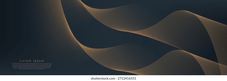 Gold wave. Linear geometric Art deco bricks. 20s retro style. Luxury seamless pattern. Packaging or menu design.Vector. Abstract Segwit. sound wave