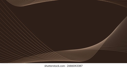 Onda dourada com linhas. fundo marrom. Tijolos Art déco geométricos lineares. estilo retro 20s. Luxo padrão sem emenda. Empacotamento ou design de menu.Ilustração vetorial