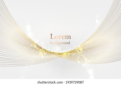 Gold wave with lines. Linear geometric Art deco bricks. 20s retro style. Luxury seamless pattern. Packaging or menu design.Vector