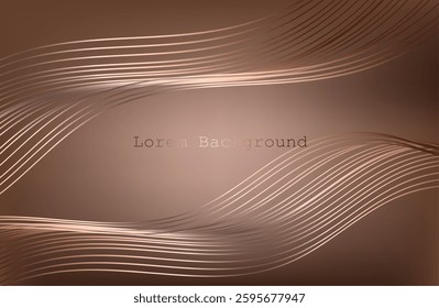 Gold wave with lines. Linear geometric Art deco bricks. 20s retro style. Luxury seamless pattern. Packaging or menu design.Vector illustration .brown background 