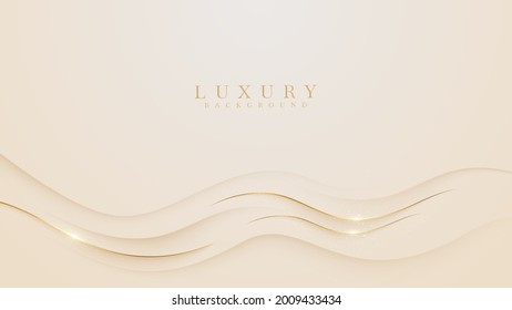 Gold wave luxury sparkling on cream pastel color background, Illustration from vector about modern template design that feels precious and expensive.