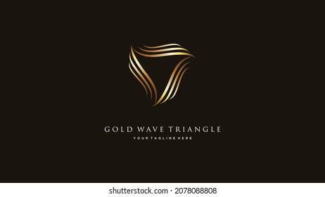 Gold wave Luxury triangle logo design