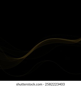 Gold wave on a black background. Abstract vector pattern.