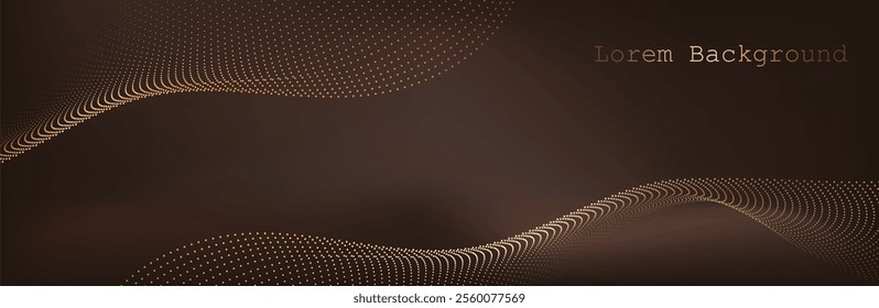 Gold wave on brown background. Linear geometric Art deco bricks. 20s retro style. Luxury seamless pattern. Packaging or menu design.Vector. Abstract Segwit. sound wave