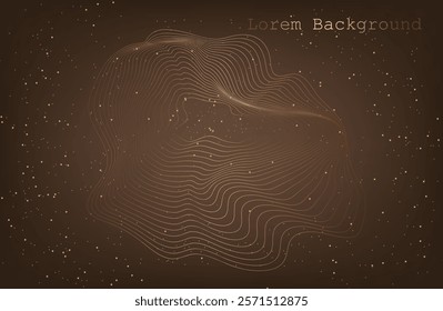 Gold wave on brown background. Linear geometric Art deco bricks. 20s retro style. Luxury seamless pattern. Packaging or menu design.Vector. Abstract Segwit. sound wave.Geometrical Background Connectio