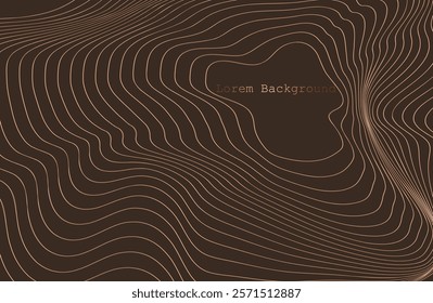 Gold wave on brown background. Linear geometric Art deco bricks. 20s retro style. Luxury seamless pattern. Packaging or menu design.Vector. Abstract Segwit. sound wave.Geometrical Background Connectio