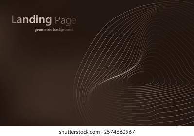 Gold wave on brown background. Linear geometric Art deco bricks. 20s retro style. Luxury seamless pattern. Packaging or menu design.Vector. Abstract Segwit. sound wave.Geometrical Background 