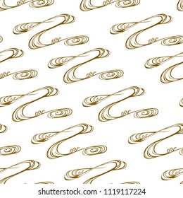 Gold wave pattern vector. Hand drawn background. Wrapping paper, textile, tile, backdrop.