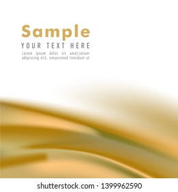 Gold wave silk color background. Square smooth gradient vector cover template