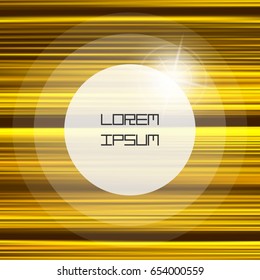Gold waves background. Metal plate with reflected light. Vector illustration with place for text. 