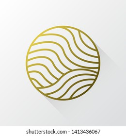 Gold Waves logo template. Simple Water Wave symbol and icon Logo Template. Abstract ornamental emblem for business, travel, tourism and ecology concepts, health