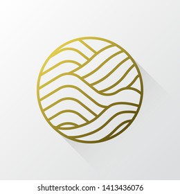 Gold Waves logo template. Simple Water Wave symbol and icon Logo Template. Abstract ornamental emblem for business, travel, tourism and ecology concepts, health