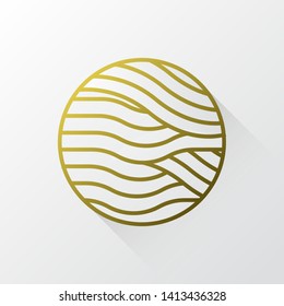 Gold Waves logo template. Simple Water Wave symbol and icon Logo Template. Abstract ornamental emblem for business, travel, tourism and ecology concepts, health
