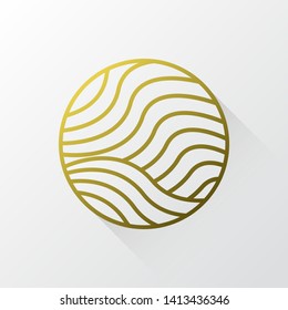 Gold Waves logo template. Simple Water Wave symbol and icon Logo Template. Abstract ornamental emblem for business, travel, tourism and ecology concepts, health