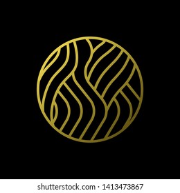 Gold Waves logo template. Simple Water symbol and icon Logo Template isolated on black background. Abstract ornamental emblem for business, travel, tourism and ecology concepts, health