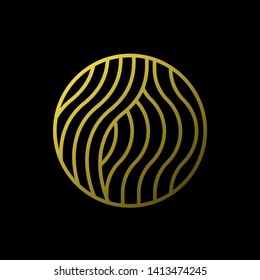 Gold Waves logo template. Simple Water symbol and icon Logo Template isolated on black background. Abstract ornamental emblem for business, travel, tourism and ecology concepts, health