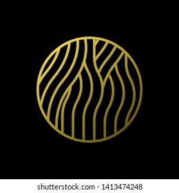 Gold Waves logo template. Simple Water symbol and icon Logo Template isolated on black background. Abstract ornamental emblem for business, travel, tourism and ecology concepts, health
