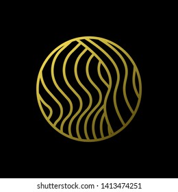 Gold Waves logo template. Simple Water symbol and icon Logo Template isolated on black background. Abstract ornamental emblem for business, travel, tourism and ecology concepts, health