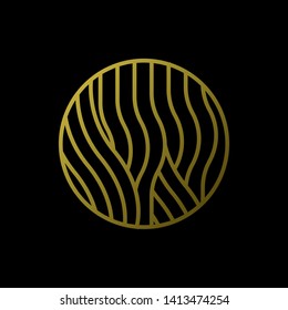 Gold Waves logo template. Simple Water symbol and icon Logo Template isolated on black background. Abstract ornamental emblem for business, travel, tourism and ecology concepts, health