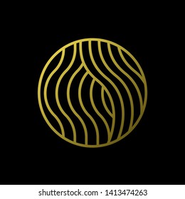 Gold Waves logo template. Simple Water symbol and icon Logo Template isolated on black background. Abstract ornamental emblem for business, travel, tourism and ecology concepts, health