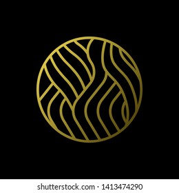 Gold Waves logo template. Simple Water symbol and icon Logo Template isolated on black background. Abstract ornamental emblem for business, travel, tourism and ecology concepts, health