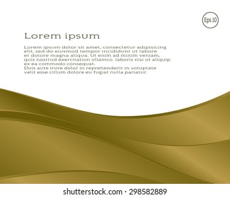 Gold wavy geometric shape layers with space for your text. Vector abstract yellow  background for flyer, blank, card, banner, invitation, brochure cover design template. 
