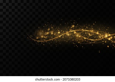 Gold wavy light lines background.