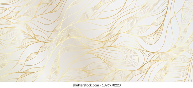 Gold Wavy Pattern. Luxurious Golden Linear Ornament. Premium Design For Wallpapers, Silk Textiles And Jewelry. Vector Illustration.